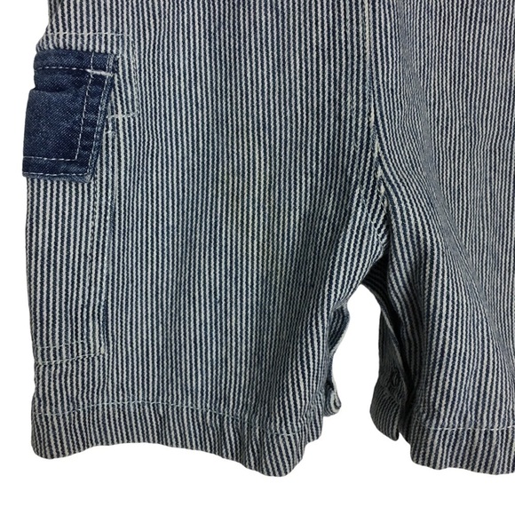 TOMMY HILFIGER Baby Overalls Denim Pinstripe Stripe Bibs Painter Patch Size 12M - Picture 10 of 13